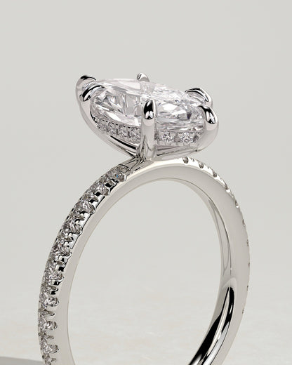 Violetta – Marquise Verlobungsring mit Hidden Halo & Pavé in 14k/18k Weißgold mit Labordiamant | Élysée Diamonds